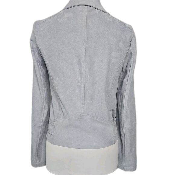 LYSSE Light Blue Zippered Faux Suede Crop Moto Jacket Small - Picture 7 of 9